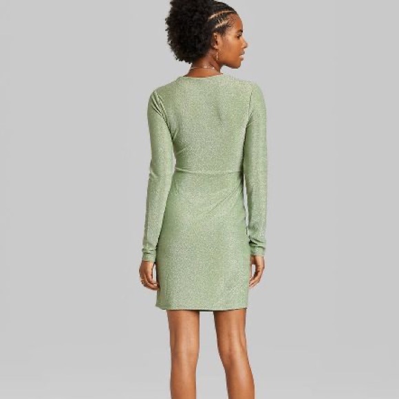 NWT Long Sleeve Cut Out Lurex Bodycon Dress - Wild Fable Green - Picture 4 of 8